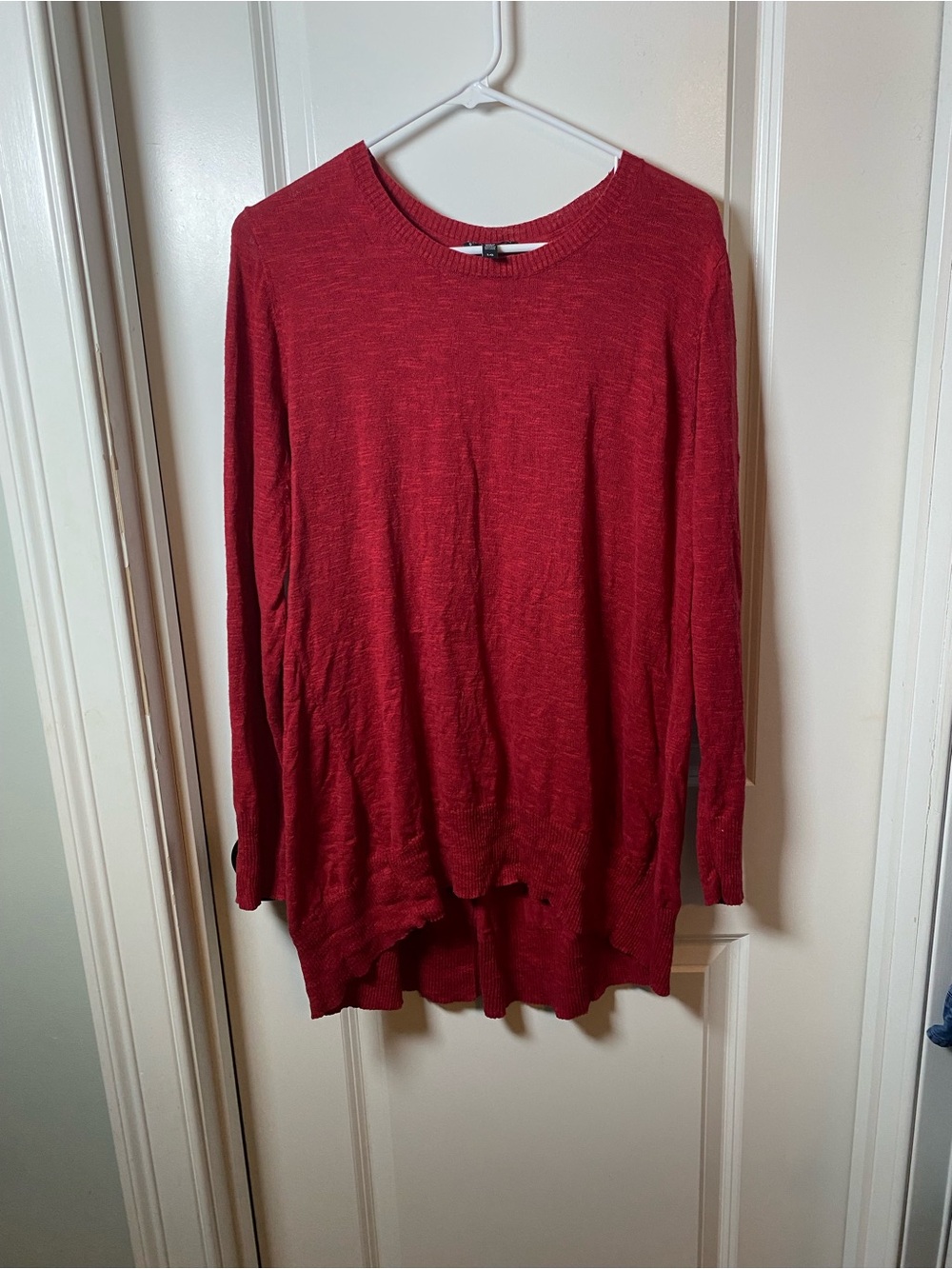 Eileen Fisher Organic Cotton/Linen Red Lightweight Crewneck Sweater